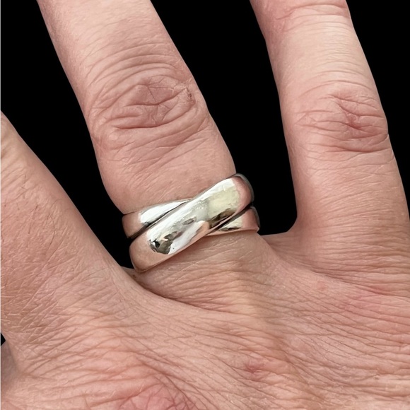 Retired James Avery sterling silver double band crossover ring Size 6.5 - Picture 2 of 13